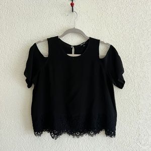 Black Off the Shoulder Lace Madewell Top